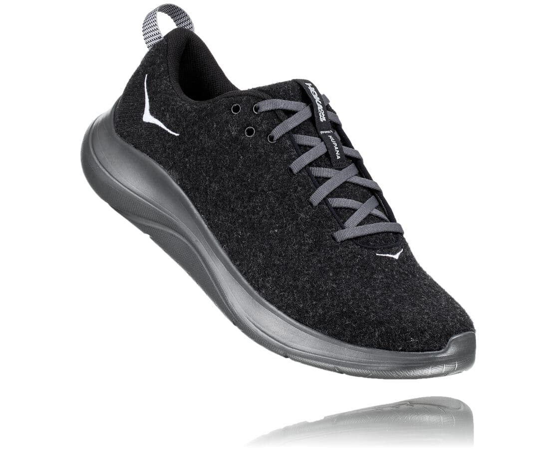 Hoka One One Hupana Flow Wool South Africa - Mens Wide Running Shoes - Black / Dark Grey,ISAMC-9617